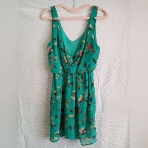 Lush Elegant Green Floral Midi Dress M